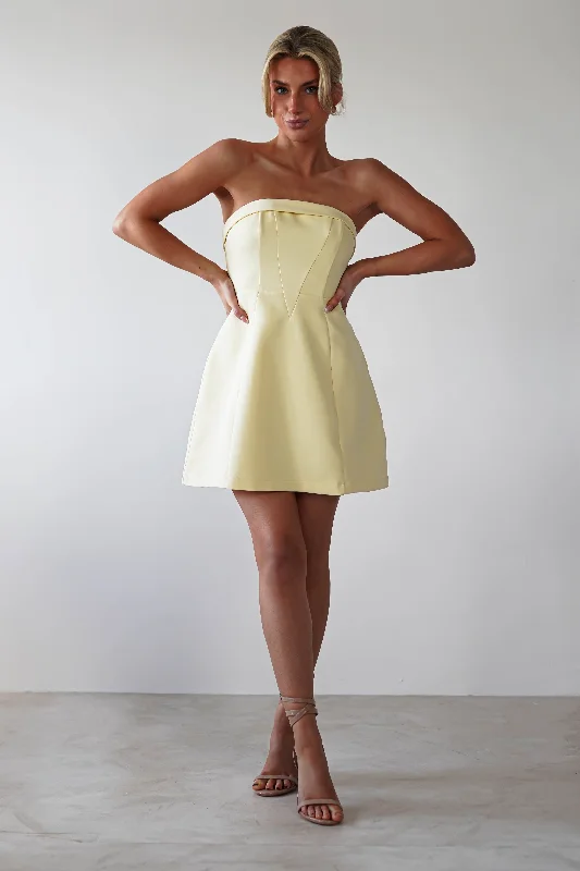 Breezy Comfort Angelica Structured Mini Dress | Yellow