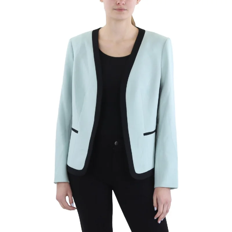 Elegant Fit Kasper Womens Shoulder Pads Long Sleeve Open-Front Blazer