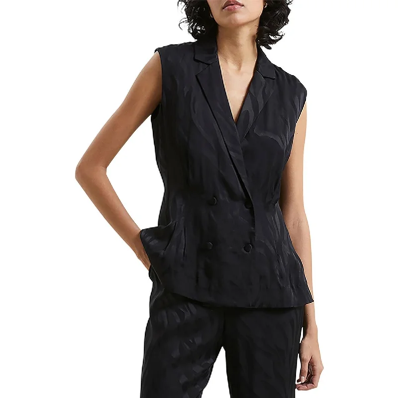 Light Dressing French Connection Womens Sleeveless Shadow Stripe Two-Button Blazer