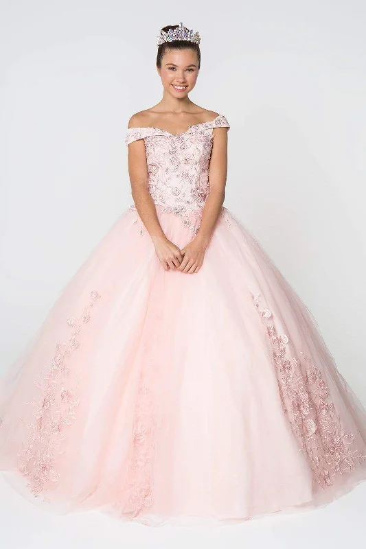 Soft Casuals Elizabeth K - GL2802 Floral Embroidered Off Shoulder Ballgown