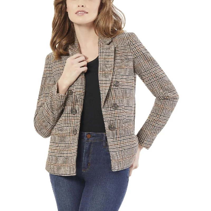 Relaxed Weekend Wear Jones New York Womens Houndstooth Shoulder Pads Two-Button Blazer