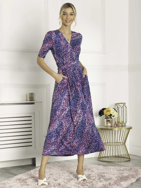 Cozy Fashion Josie Animal Print Maxi Dress, Blue Multi