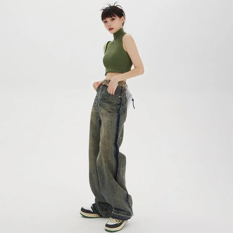 Casual Fit Women's High-waisted Straight Baggy Jeans