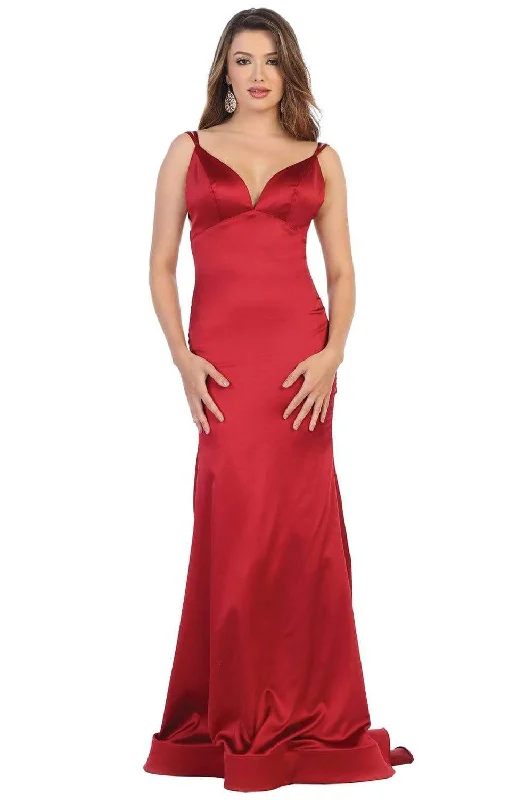 Comfortable Tops May Queen - MQ1713 Double Strapped Plunging Back Evening Dress