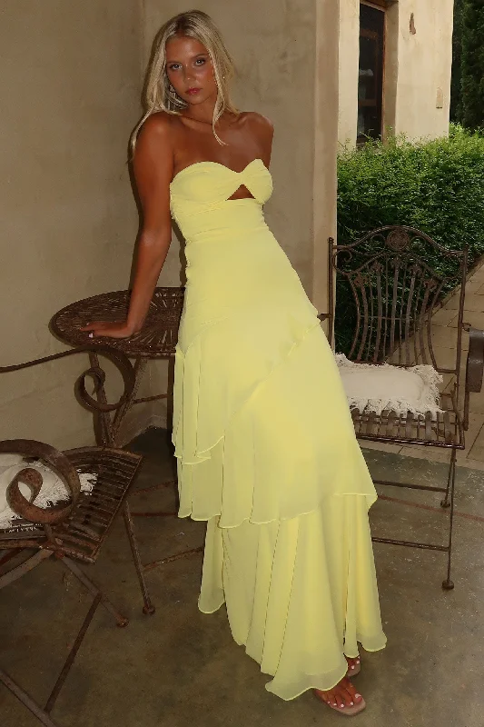 Relaxed Jackets Gretta Strapless Maxi Dress - Yellow