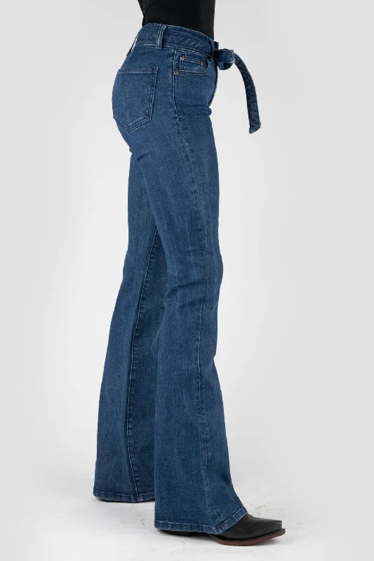 Weekend Comfort Wear Stetson Womens 921 High Waist Plain Blue Cotton Blend Jeans