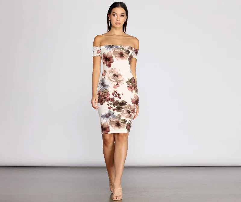 Comfy Chic Wear Painted In Stylish Florals Midi Dress