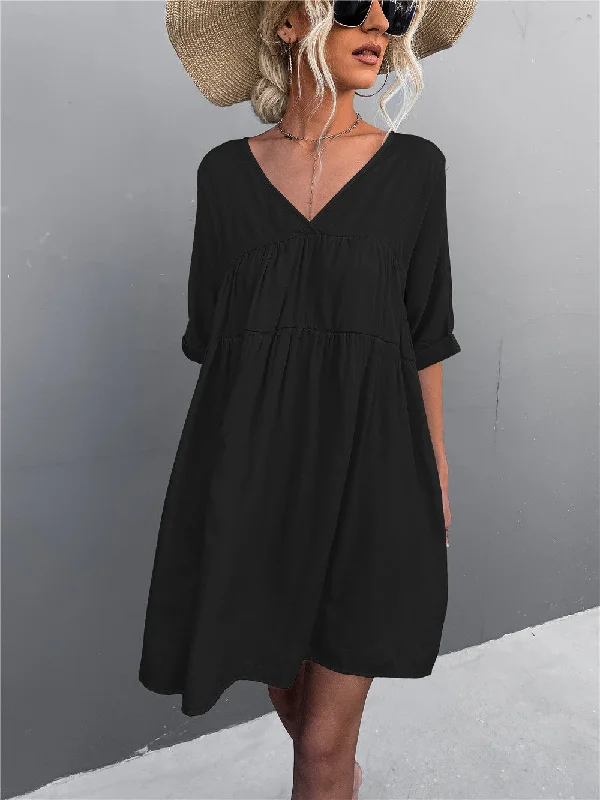 Easy-to-Wear Cheers To Summer Pocketed Tassel Dress - Black
