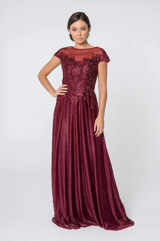 Versatile Casuals Elizabeth K - GL2828 Embellished Lace Bateau Chiffon A-line Gown