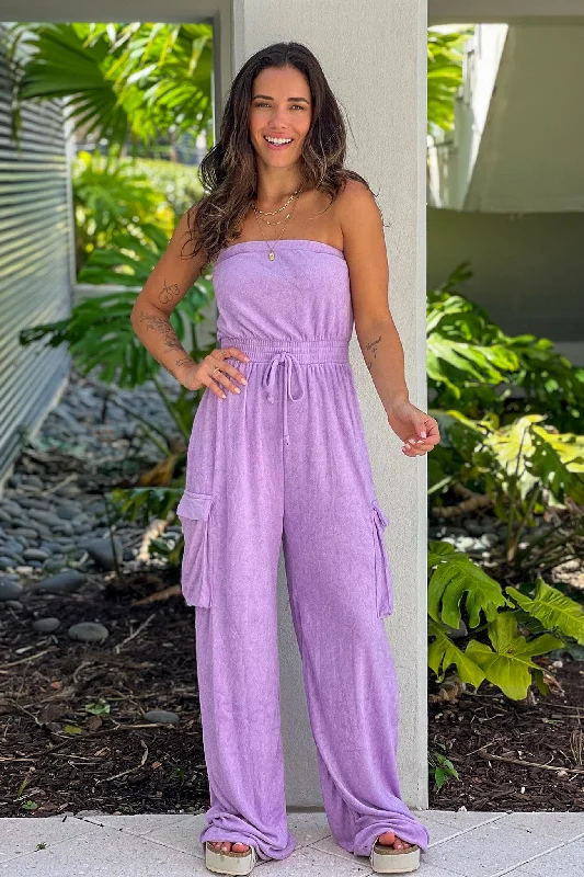 Trendy Looks Lavender Strapless Jumpsuit