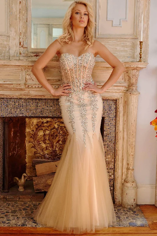 Cozy Chic Trends Jovani 5908 Strapless Sweetheart Corset Bodice Junior Prom Mermaid Gown