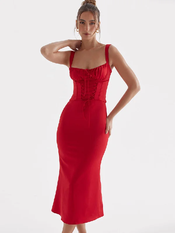 Casual Chic Looks Vivian Spaghetti Strap Backless Midi Dress