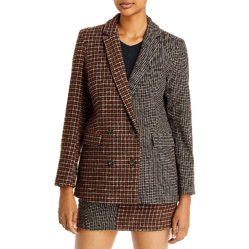 Fashion Comfort Rails Womens Cody Wool Blend Checkered Two-Button Blazer