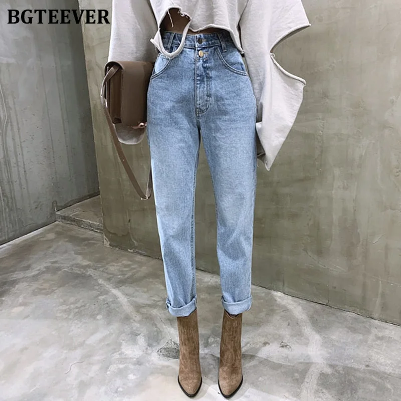 Fashion Comfort Women Jeans - Vintage High Waist Straight Jeans Pant for Women Street wear Loose Female Denim Jeans Buttons Zipper Ladies Jeans 2020 Fashion Comfort Women Jeans - Vintage High Waist Straight Jeans Pant for Women Street wear Loose Female Denim Jeans Buttons Zipper Ladies Jeans 2020