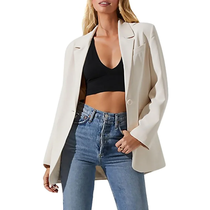 Relaxed Tops ASTR the Label Womens Shoulder Pads Long Sleeve One-Button Blazer