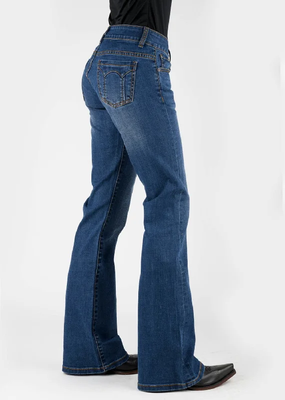 Casual Fit Wear Stetson Womens 816 Classic Bootcut Seam Dark Blue Cotton Blend Jeans