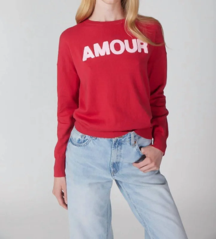 Casual Chic Outfits Amour Crew Sweater In Red