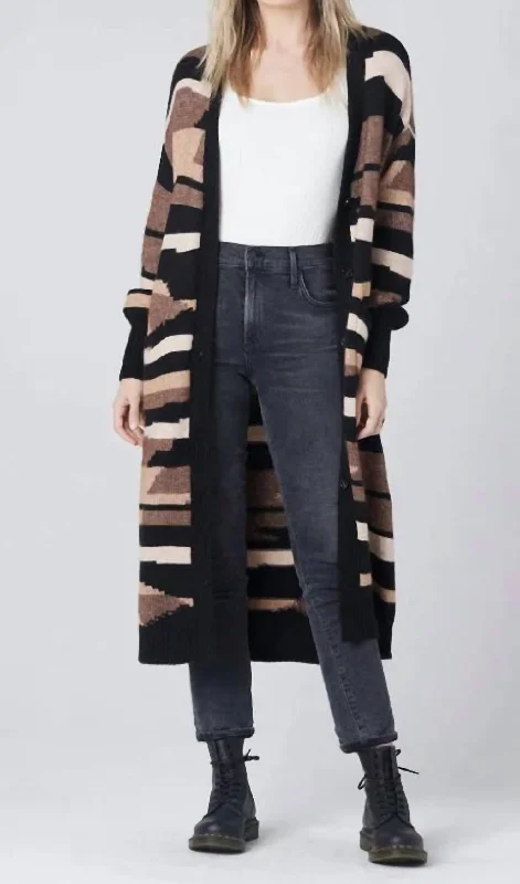 Simple Chic Arie Long Sleeve Cardigan Sweater In Black
