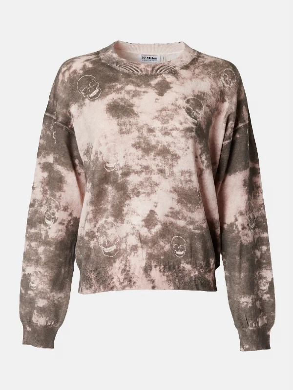 Cozy Lifestyle Aylin Skull Print Pullover In Rose