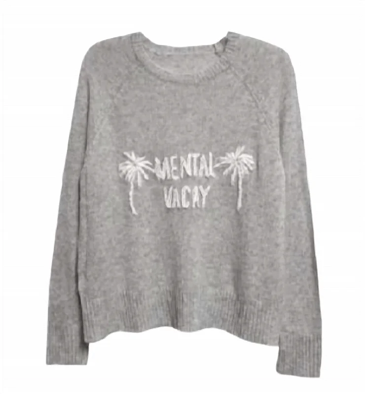 Relaxed Looks Cashmere Embroidered Sweater In Grey/white