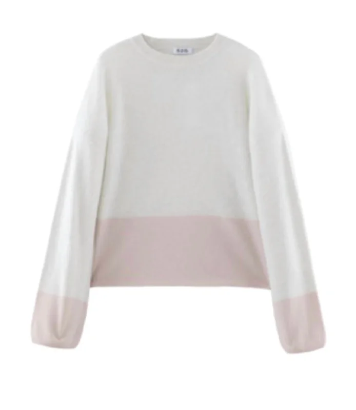 Cozy Chic Trends Contrast Pullover Light Heather Grey Multi