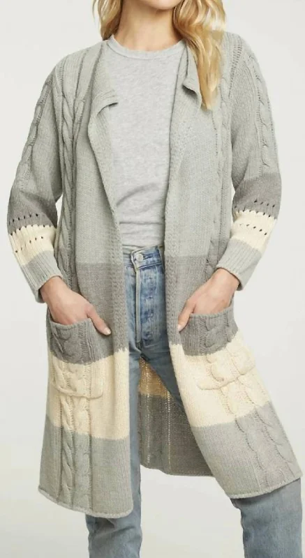Fashion Comfort Cotton Blend Open Front Duster W/ Pockets In Sunset