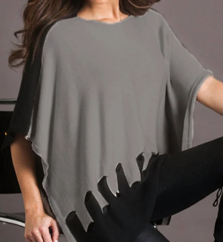 Soft Wearables Cut Work Poncho In Black/gray