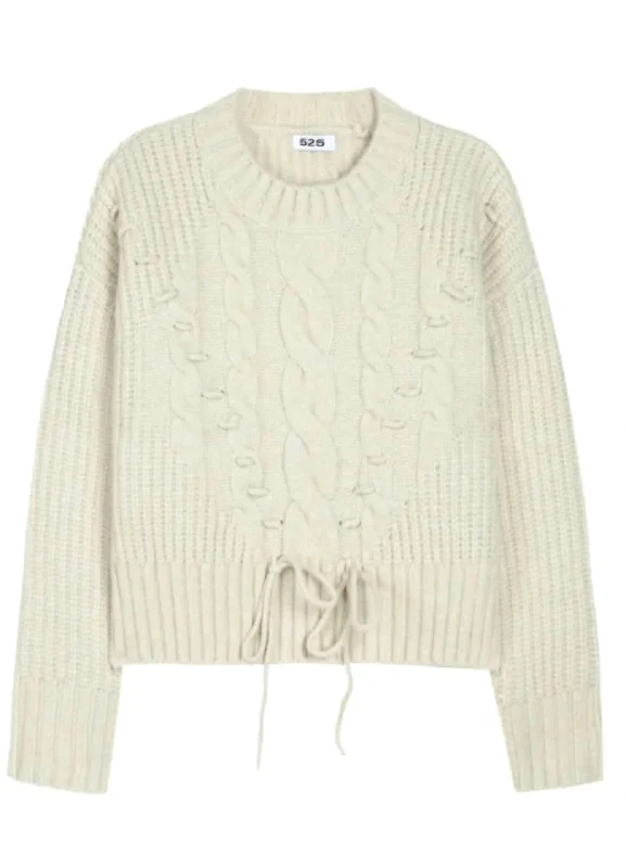 Breezy Comfort Dakota Cable Sweater In Ecru