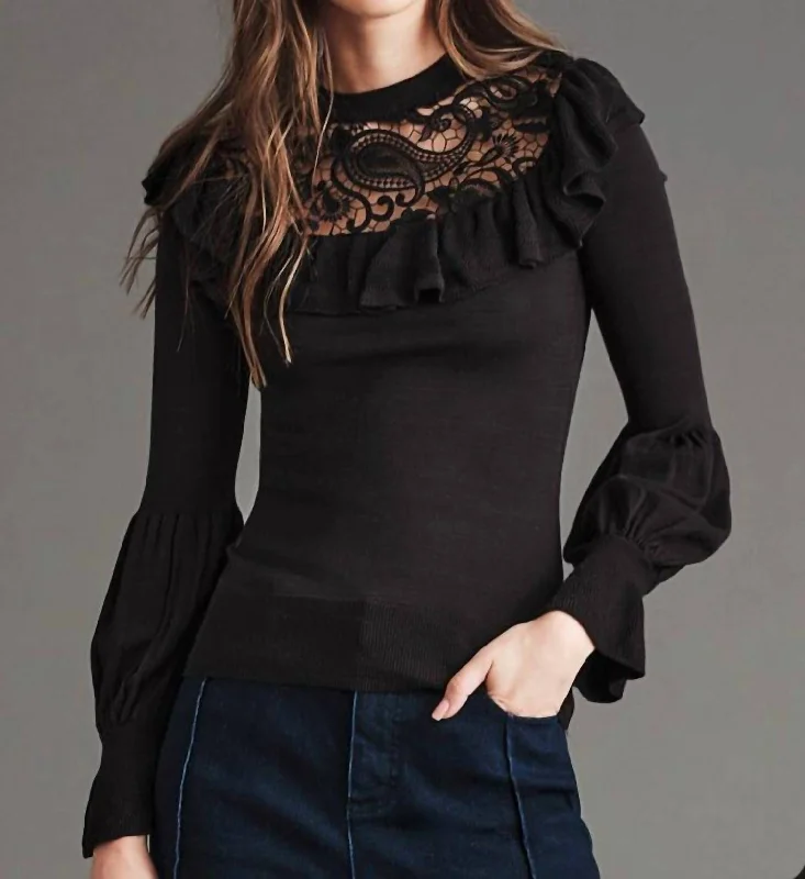 Soft Fabric Looks Elsie Rayon Nylon Sweater In Black
