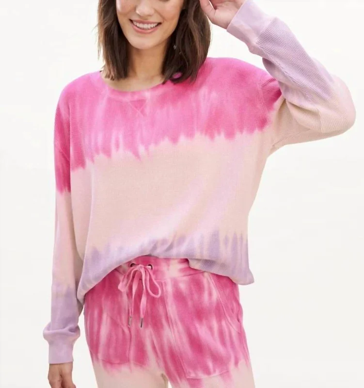 Relaxed Jackets Felicity Thermal Sweater In Powder Blush