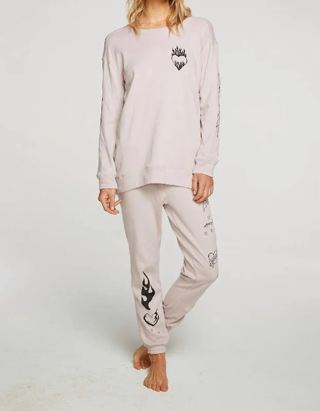 Soft Trends Flaming Heart Pullover In Macaron