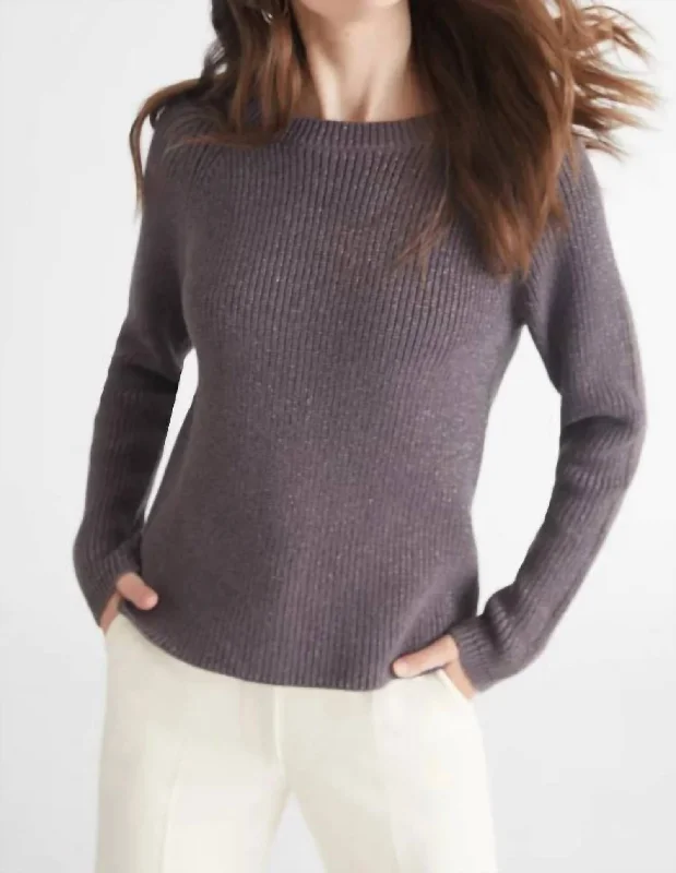 Stylish Jackets Jane Metallic Creweneck Sweater In Charcoal