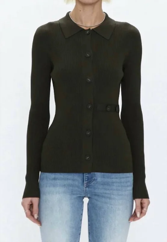Relaxed Tops Kealy Multi Functional Sweater In Dark Olive