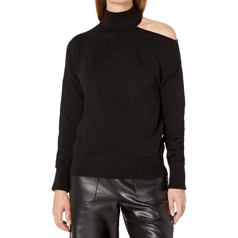 Simple Looks Magic Cold Shoulder Sweater In Black