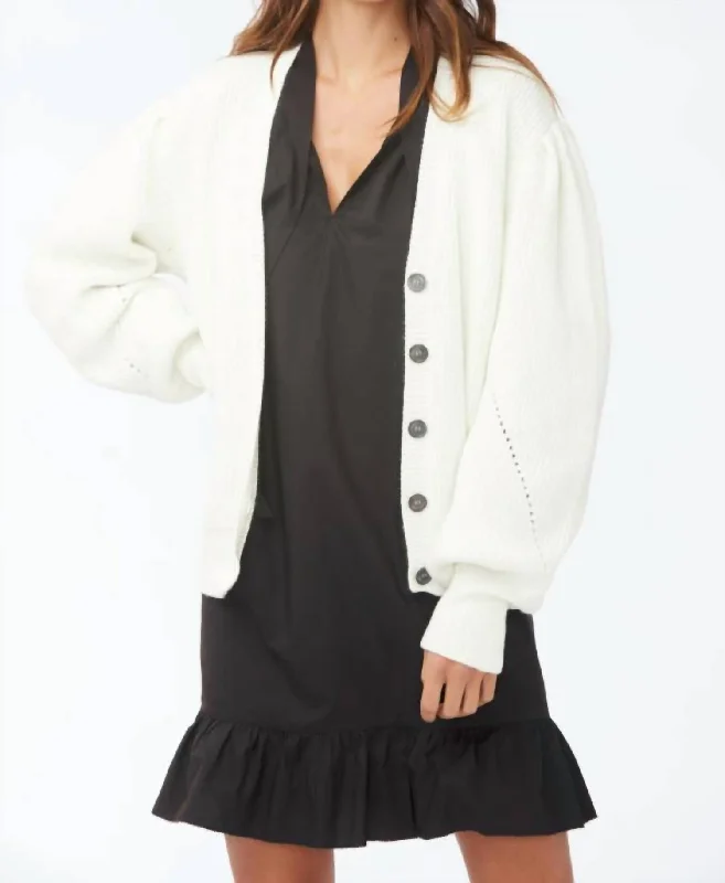Timeless Outfits Mandel Cardigan In Soft White