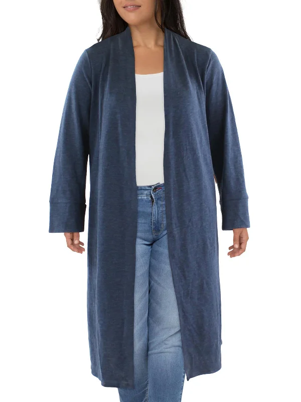 Relaxed Fit Wear Petites Womens Heathered Long Duster Sweater