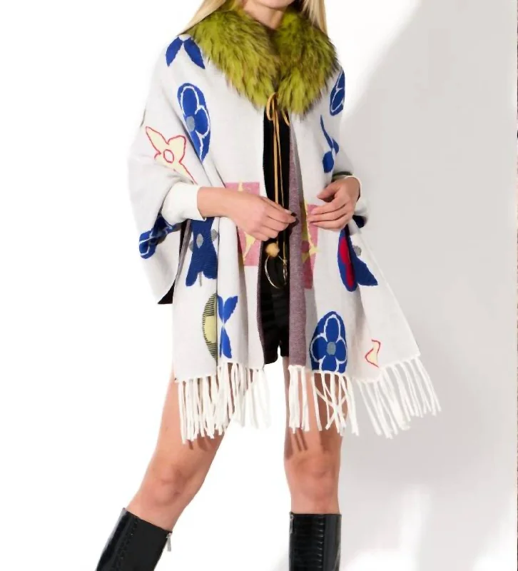 Trendy Looks Print Cardigan In White