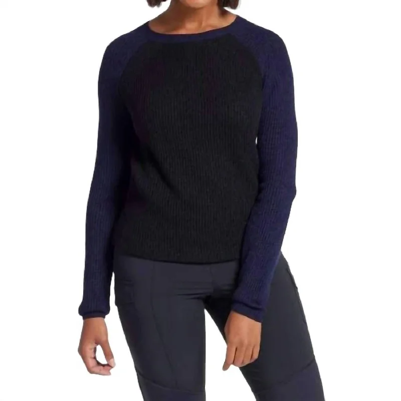 Stylish Fit Reilly Cashmere Colorblock Sweater In Navy/black