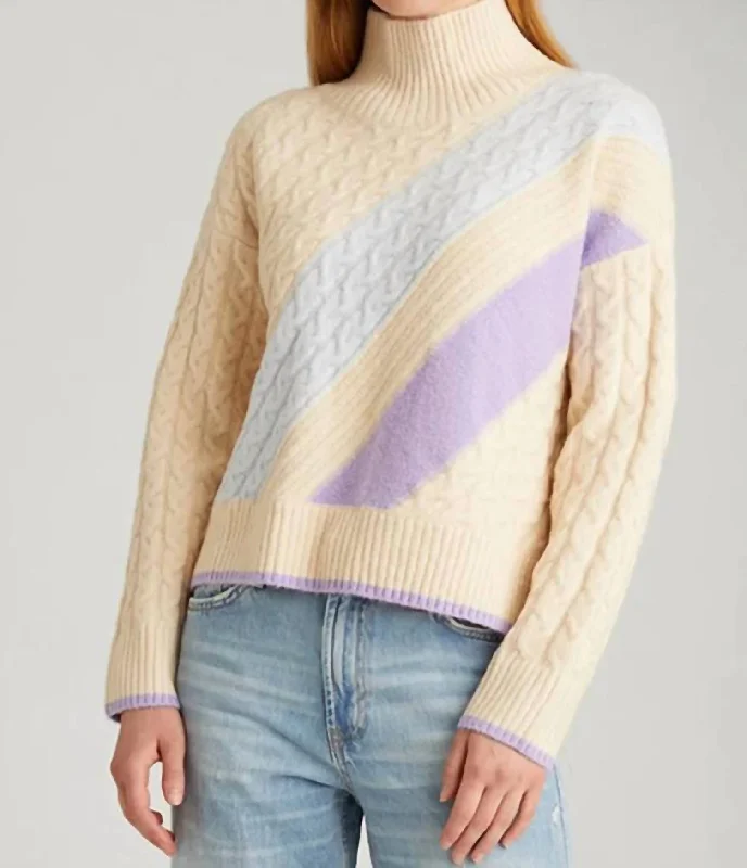 Everyday Outfits Ria Colorblock Cable Pullover In Cream Multi