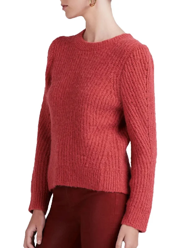 Trendy Layers Ryan Puff Sleeve Sweater In Rhubarb