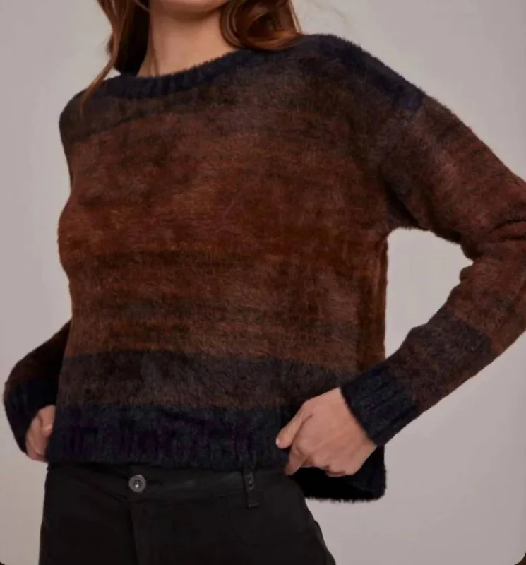 Warm Layers Slouchy Sweater In Chocolate Ombre