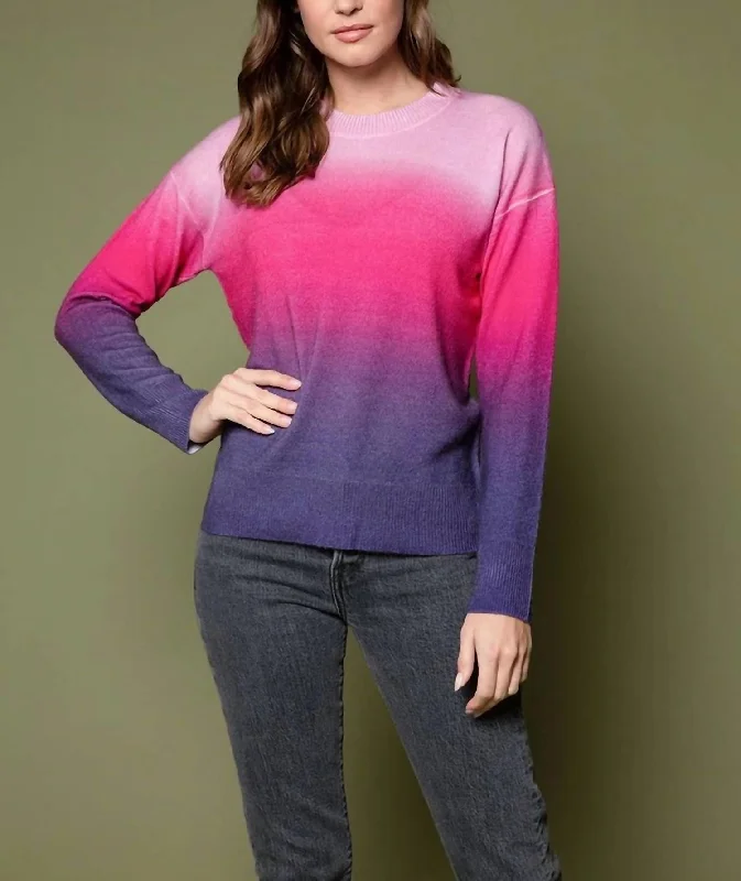Soft Looks Tait Ombre Cashmere Sweater In Twilight