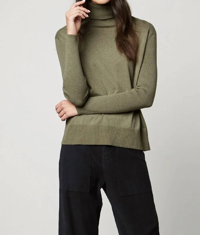 Soft Trends Turtleneck Sweater In Olive