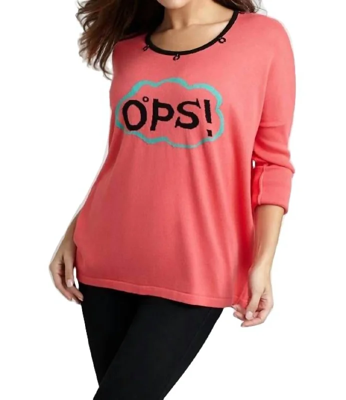 Stylish Fit Word Cloud Graphic Sweater In Coral Multi