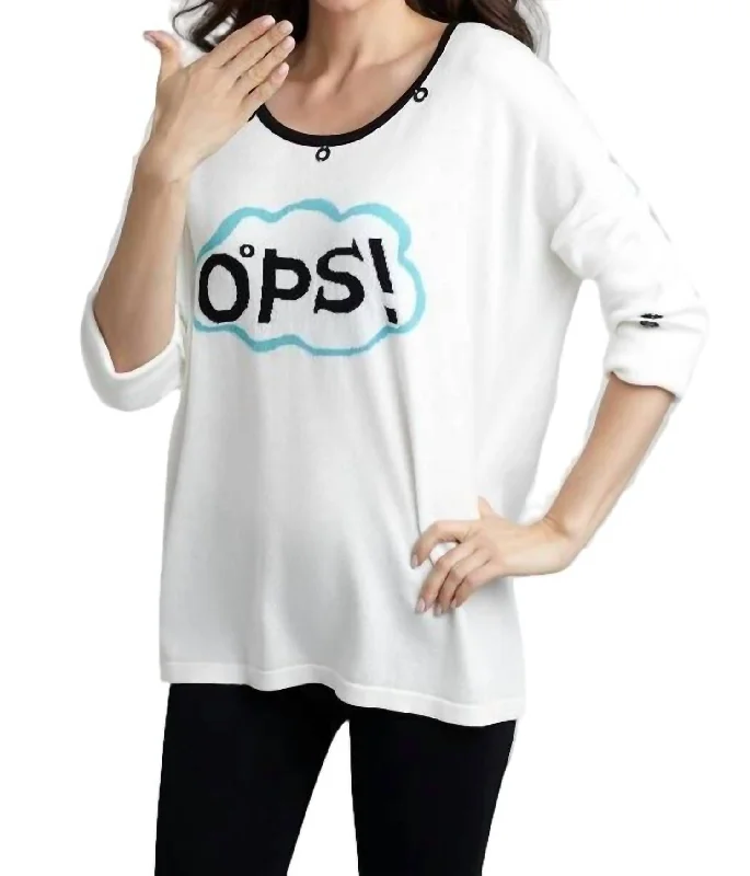 Relaxed Chic Word Cloud Graphic Sweater In White Multi