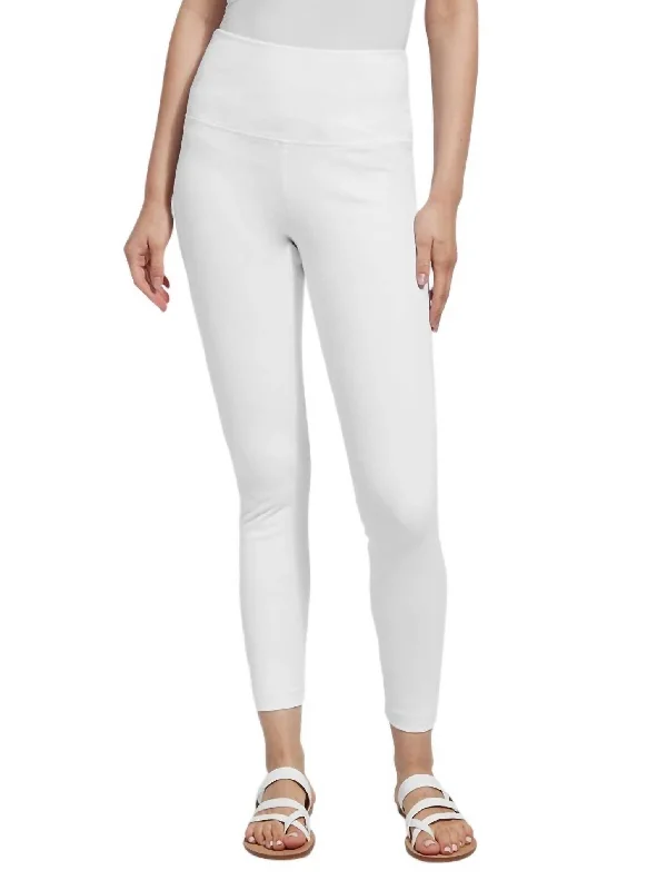 Warm Wear Cropped Embroidered Eyelet Wide Leg Pants In White