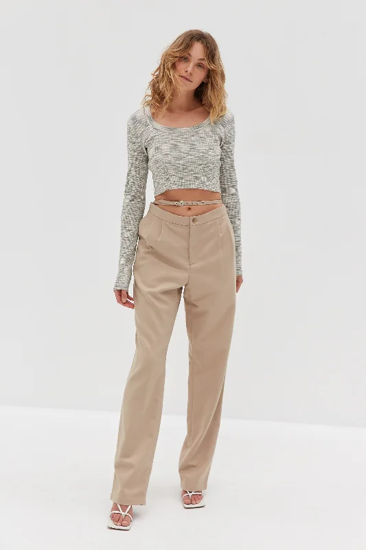 Comfy Chic Wear Dion Belted Trousers - Tan