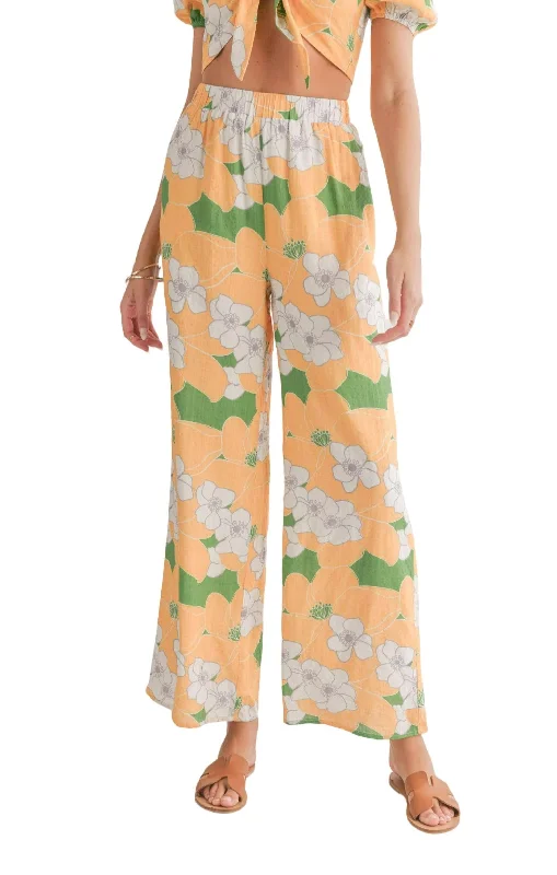 Easy Wear Chic Floral Wide Leg Pants In Desert Flower