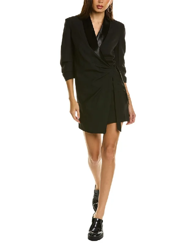 Stylish Casuals FRAME Denim Tuxedo Wool Wrap Dress