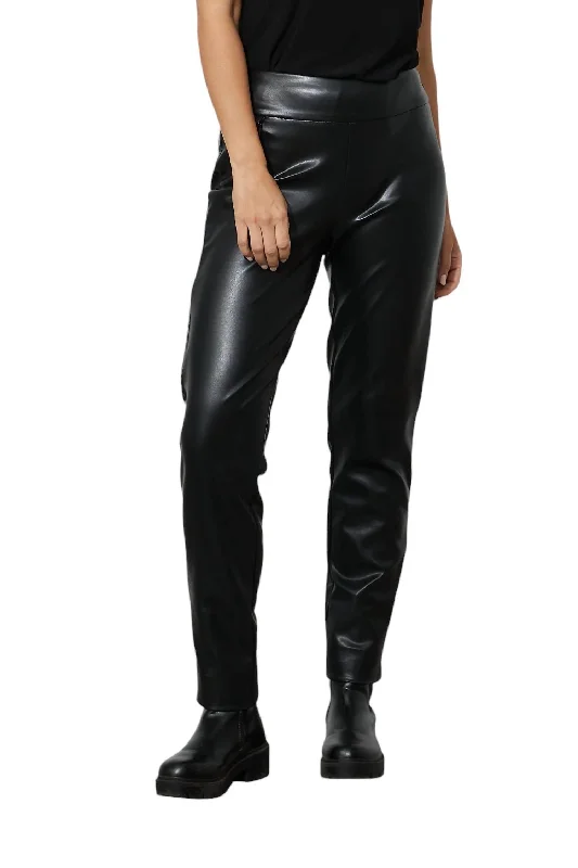 Comfortable Sweaters High-Waisted Faux Leather Pant In Black